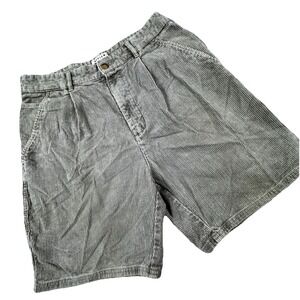 Vintage Review by Baxter Corduroy Shorts Men 32 Beige 7" Chino Pleated Pockets